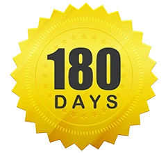 A 180-day money back guarantee seal from the seller&rsquo;s artwork