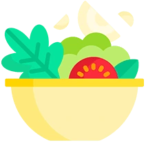 A bowl of salad, the seller&rsquo;s icon for taking it alongside food