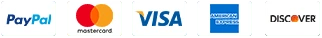 Visa, Mastercard, American Express, PayPal and Discover accepted at checkout
